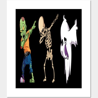 Dabbing Halloween Skeleton Zombie Ghost Posters and Art